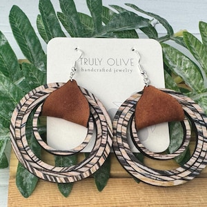 Wood Hoop Earrings | Christmas Gift | For Girlfriend | Wood Boho Earrings | Anniversary Gift | 5th Anniversary Gift | For Mom | For Her