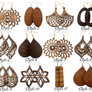Wood Statement Earrings | 60 Styles Wooden Earrings | Wood Boho Dangles | Eco-Friendly Earrings | Lightweight Dainty Earrings | Wood Dangles