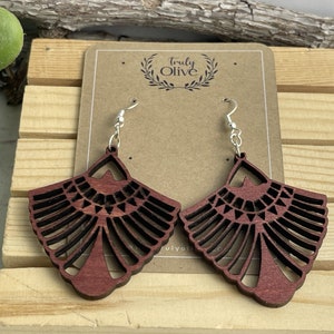 Boho Wood Mandala Earrings | Lightweight Wood Jewelry | Wooden Earrings | Wood Earrings | Boho Earrings | Statement Earrings | Gift For Her