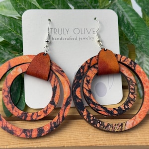 Statement Earrings | Boho Dangle Earrings For Women | Nickel Free | 5th Anniversary Gift For Wife | Wood Earrings | Wood Boho Earrings