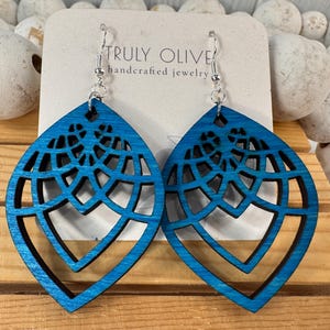 Mandala Wood Earrings: Lightweight Laser-Cut Boho Dangle Earrings