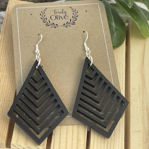 Triangle Wood Earrings: Lightweight Boho Dangle Earrings