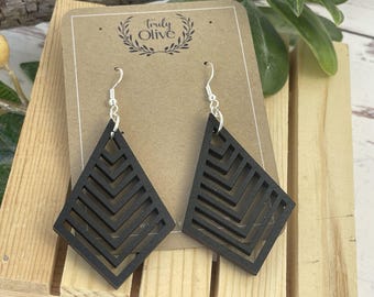 Triangle Wood Earrings: Lightweight Boho Dangle Earrings