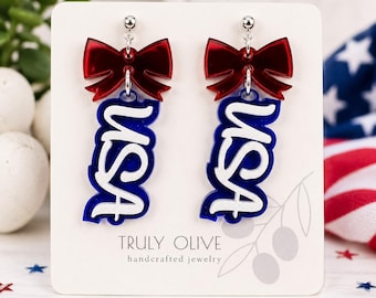 Pendientes patrióticos rojos, blancos y azules con corazones y estrellas: joyería festiva y llamativa 2026