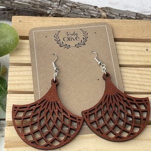 Mandala Wooden Earrings: Boho Chic Teardrop Dangle