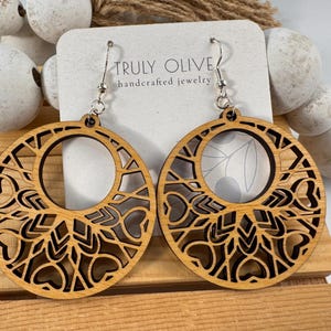 Lightweight Wood Earrings, Statement Earrings, Gift For Her, Boho Earrings, Wood Drop Dangle, Handmade Earrings,  Dangle Earrings, Lead Free
