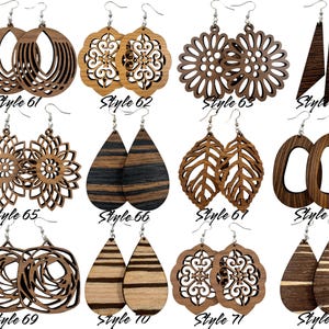 Wood Statement Earrings | 84 Styles Wooden Earrings | Wood Boho Dangles | Eco-Friendly Earrings | Lightweight Dainty Earrings | Wood Dangles