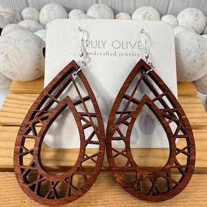 Chic Lightweight Wood Earrings | Wood Boho Earrings | Wood Statement Earrings | For Her | For Girlfriend | Wooden Earrings For Women