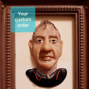 Anniversary gift idea handmade sculpted portrait from photo framed - individual gift, unique gift dad