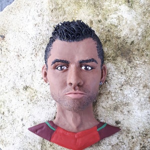 Christiano Ronaldo sculpted portrait cr7 framed as desired Christiano bust in the frame football handmade portrait from photo
