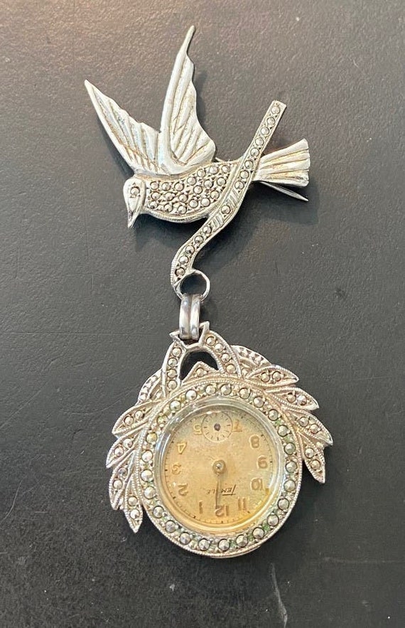 Unique VTG Sterling Silver Temple Pendant Watch, E