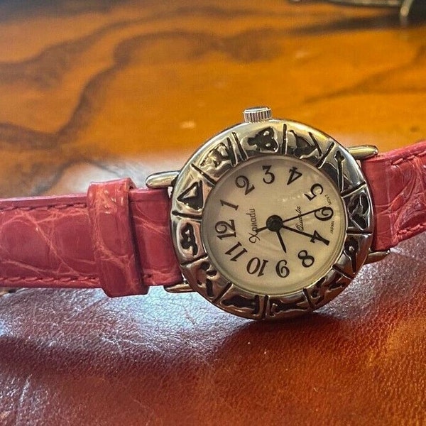 Women's 25mm Silver Tone Xanadu Watch with Pink Made in France Alligator Band