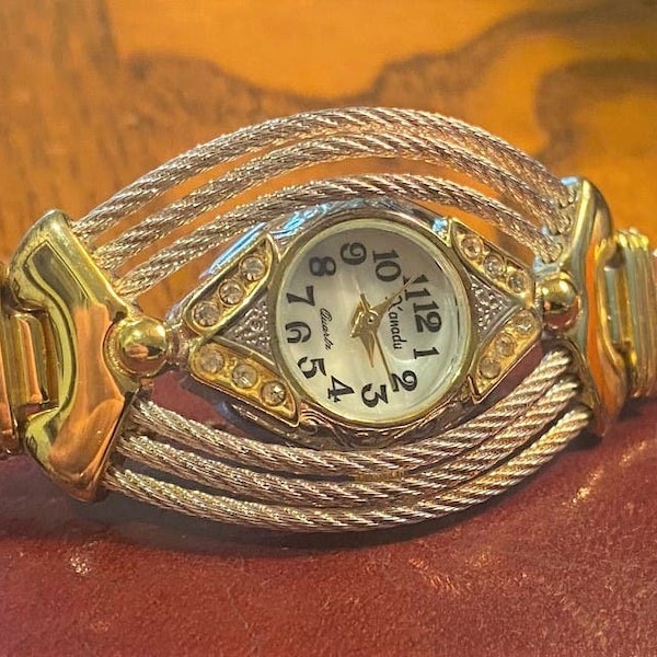 VTG Women's 28mm Two Tone Xanadu Watch, Crystal Accents, MOP Face