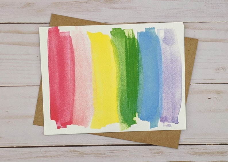 Any occasion card Stationery set Greeting cards Paper gifts Rainbow Pride Rainbow Watercolor note cards Blank folded cards