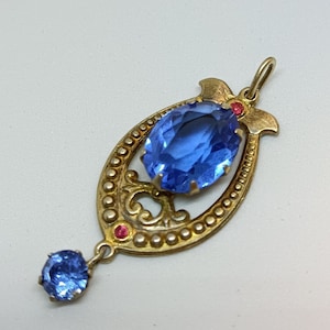 Pendant silver 875 Blue corundum period USSR weight 4.65 g