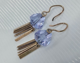 Vintage USSR Gilt Sterling Silver 875 Woman's Silver earrings, SRSR, 875, star, rock crystal