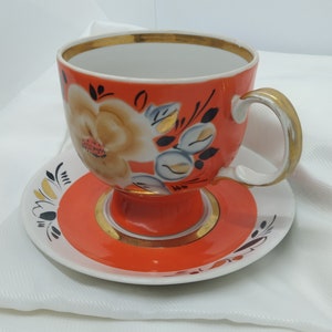 Tea Cup and Saucer Tea Set USSR Period Porcelain 0.5ml Malva Polone