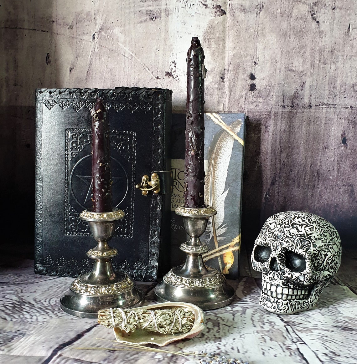 BLACK Spell Candle Altar Ritual Handgrubbed Herbs Dressed Etsy