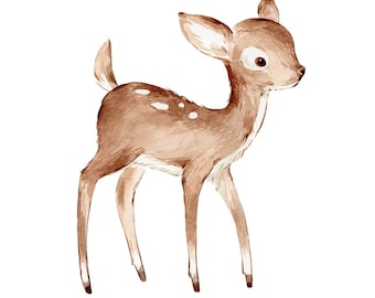 Watercolour PNG Baby Deer, Cute Little Fawn, Baby Deer, Little Baby Deer, Print Art, Deer, Deer Illustration, Watercolor deer