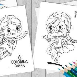 Super Hero Kids Coloring Pages Set of Super Hero | Etsy