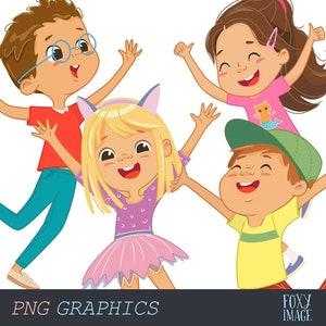 Kids PNG Clipart, Kids Jumping Clipart, Birthday Party, Children Png, Happy Children, Boys and Girls, School Children, Kids Playing Clipart
