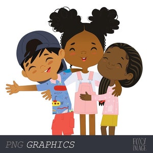 Migliori amici, bambini abbracci, bambini della scuola PNG, abbracci PNG Clipart, ragazzi e ragazze afro-americani, download digitale, abbracci di gruppo, amicizia