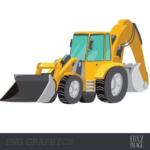 Baumaschinen Clipart, Backhoe PNG, Sofort Digitaler Download, Hoe Sticker Grafik, Backhoe Illustration, Backhoe Clipart, Backhoe Clipart