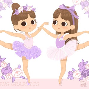 Ballerina Clipart, Liliac Tutu, Ballerina PNG Clipart, Violeta dress ballerina, Dancing Girl, Ballerina Child, Planner Sticker, PNG Ballerina