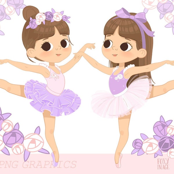 Ballerina Clipart, Liliac Tutu, Ballerina PNG Clipart, Violet dress ballerina, Dancing Girl, Ballerina Child, Planner Sticker, PNG Ballerina