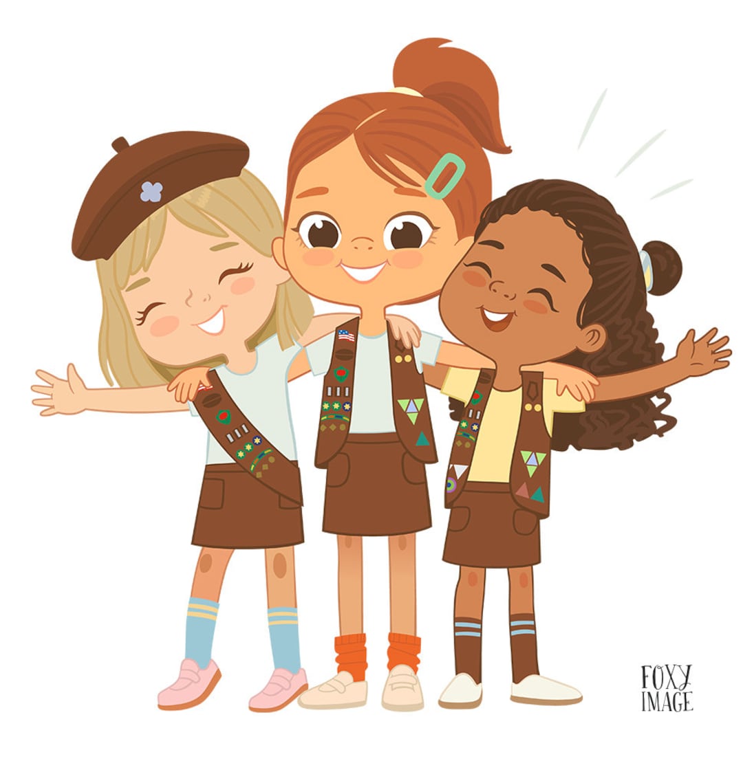 Brownies Girls Scouts, Happy Girls Hugging, Girl Scout PNG Clipart