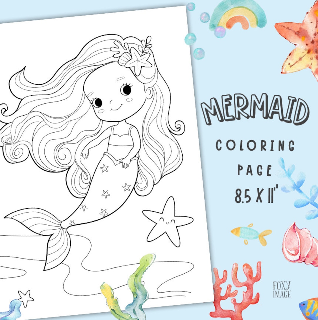 MERMAID 1 Coloring Page, Mermaid Printable Pagee, Mermaid Coloring Page ...