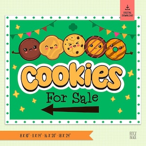 Cookie Booth Decor, Cookies Sold Here, Printable Cookie Stand Sign, Cookie Booth Poster, Cookie Sale, INSTANT DOWNLOAD Scout Fundraiser Sign