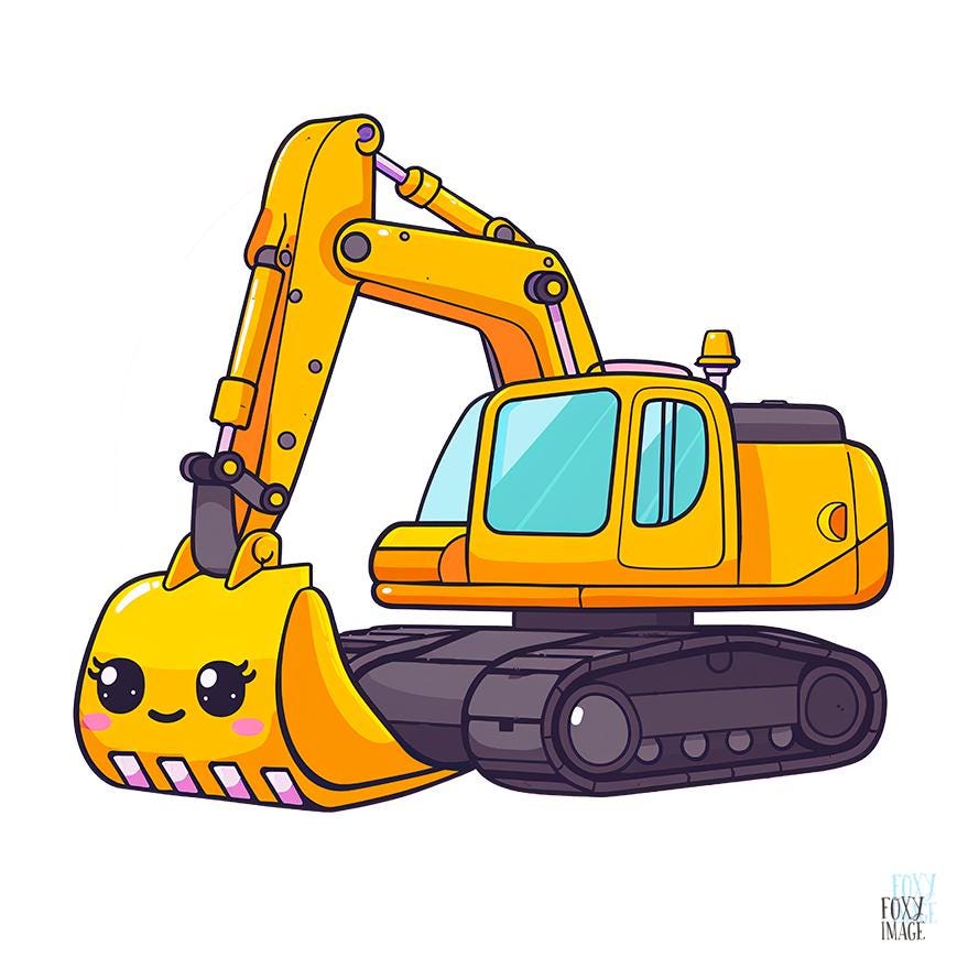 建設機械のクリップアート、バックホウ PNG、インスタントデジタルダウンロード、バックホウのステッカーグラフィック、バックホウのイラスト、バックホウの クリップアート、バックホウ - Etsy 日本, image size:889x889