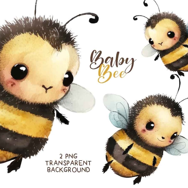 Bee Watercolor, Baby bee, Bee kids illustration, Bee PNG, BeeBook illustration, Cute bee, Bee clipart, Digital download, sublimation image