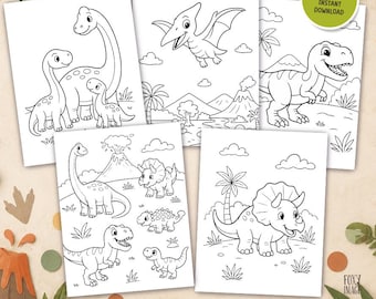 Printable Dinosaur Coloring Pages for Kids | T-Rex & Friends Activity Pack | Instant Download Dino Fun Sheets