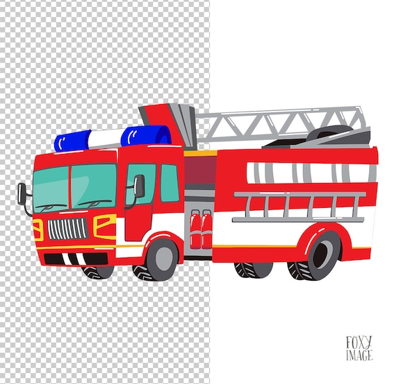 Fire Engine Truck Clipart, Fire Engine PNG, Instant Digital