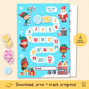 Printable Christmas Potty Training Chart – Elf-Themed Reward Tracker – Cute Printable for Toddlers, Ready-to-Use Santa Reward for Toddlers