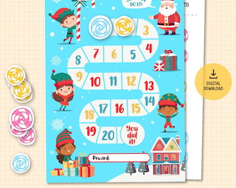 Printable Christmas Potty Training Chart – Elf-Themed Reward Tracker – Cute Printable for Toddlers, Ready-to-Use Santa Reward for Toddlers