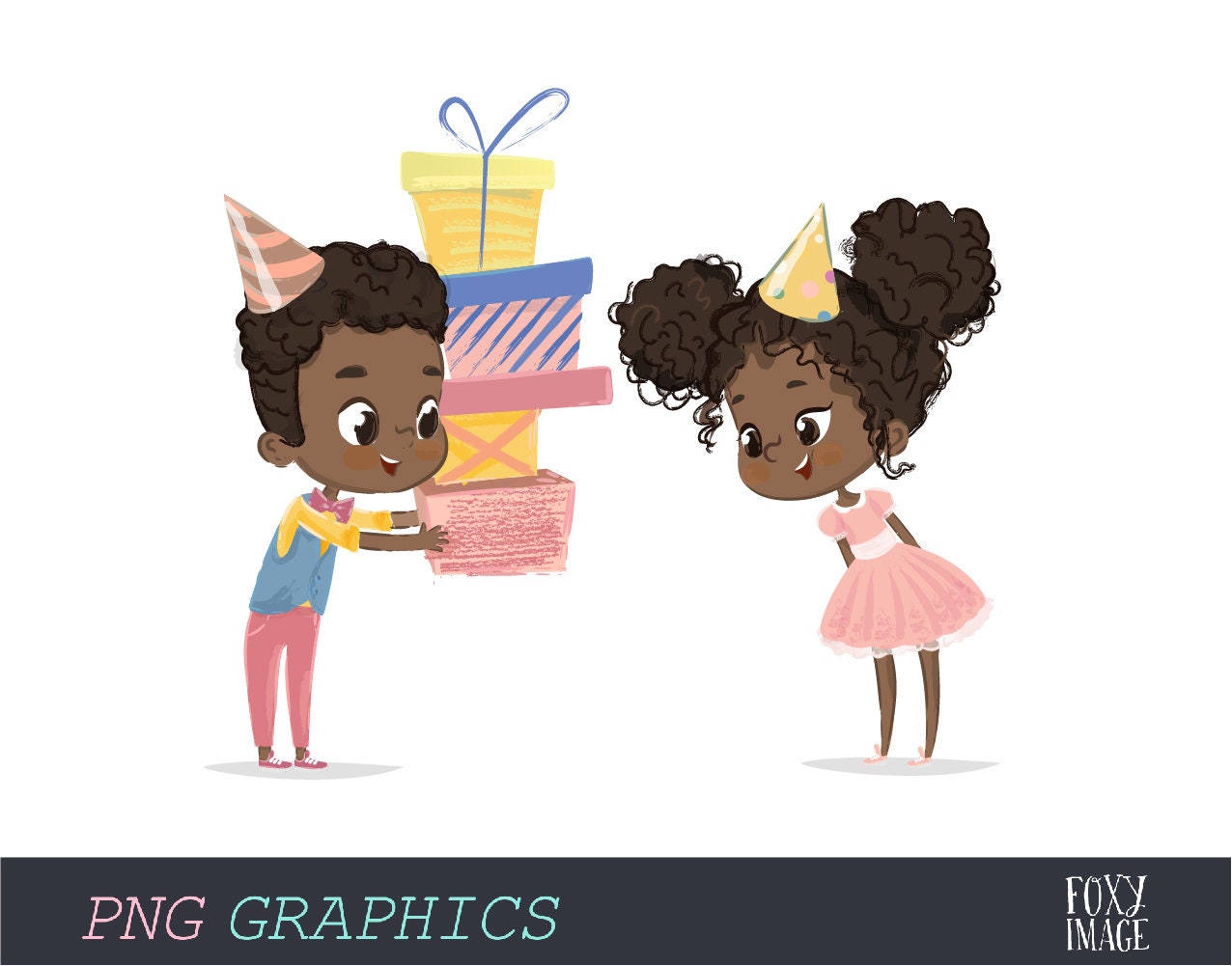 African American Kids Clipart Birthday Party Kids Dark - Etsy African American Kids Clipart Birthday Party Kids Dark - Etsy