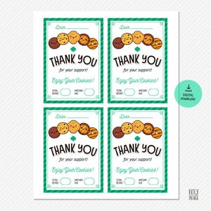 Bedankkaart koekjesverkoop, scout-waarderingskaartjes, Daisy Brownie Junior Cadette-bedankkaart, bedankkaart voor bezorging van koekjes, uitverkoop koekjes