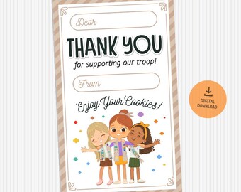 Cadette Thank You Card • Cookie Sale Thank You • Printable Cookie Delivery Note • Scout Troop Appreciation Card • Digital Download