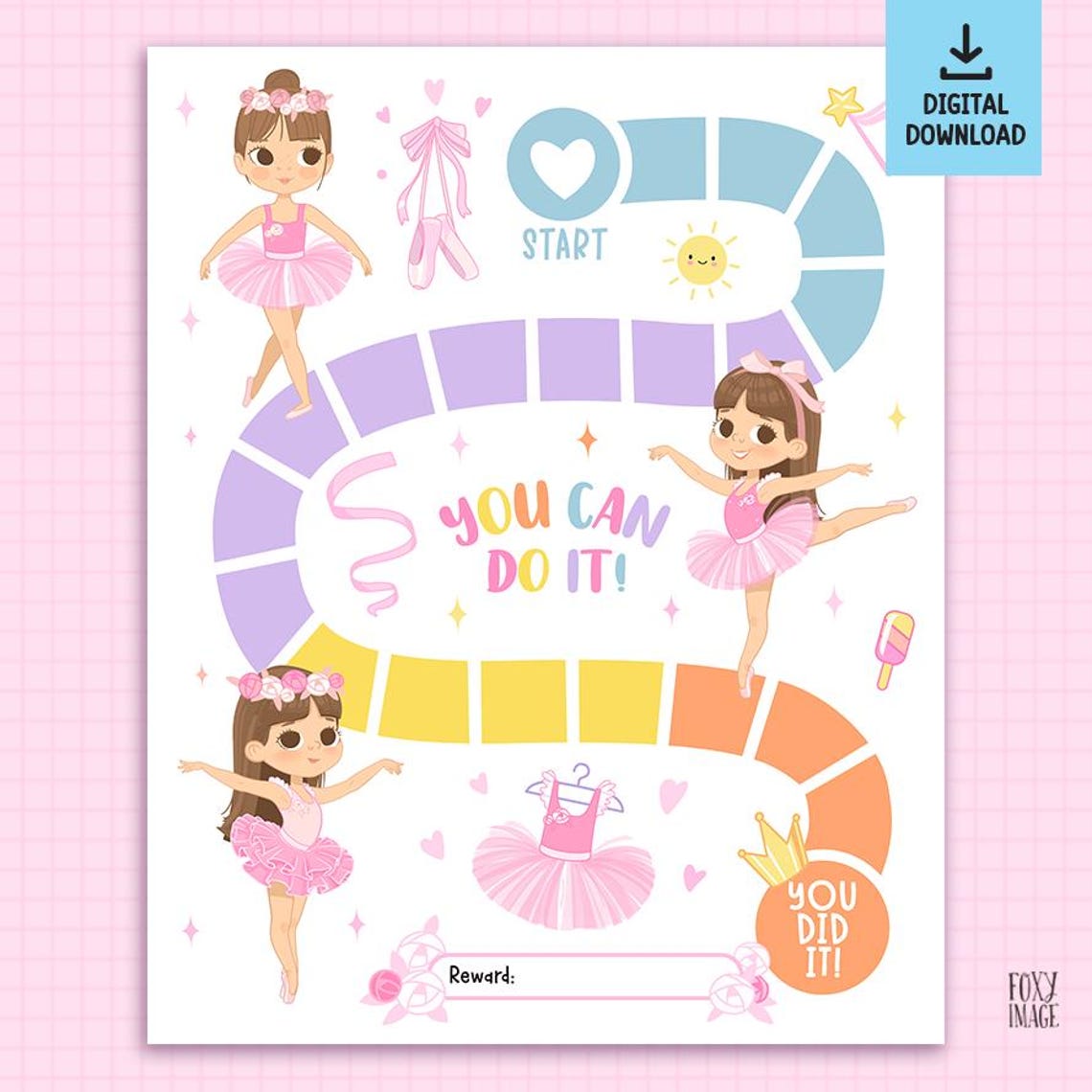 Printable Ballerina Reward Chart, Ballerina Behavior Chart, Toddler ...