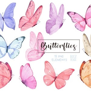Papillon aquarelle, papillon rose, papillon PNG Clipart, papillons rose-lilas, papillons rose-jaune, violet, PNG. TÉLÉCHARGEMENT numérique