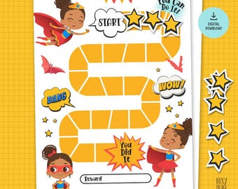 Superhero Girl Reward Chart Printable | Supergirl Behavior Chart for Kids | Chore Chart PDF for Girls | Instant Download Motivation Chart