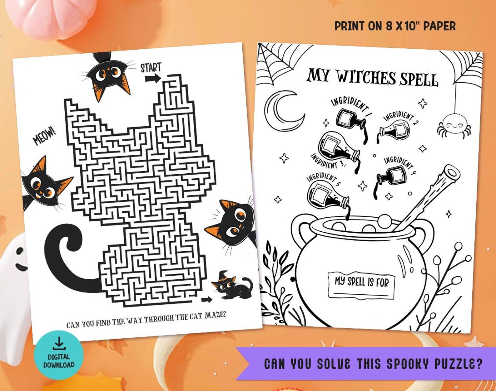 Printable Halloween Activity Book, 50+ Games for Kids (ages 4-6 ...