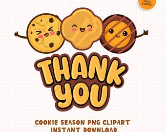 Kawaii Cookie Thank You PNG Clipart, Scout Cookie Dealer Thank You, Cute Cookie Clip Art, Girl Scout Thank You Design, Cookie Booth Print