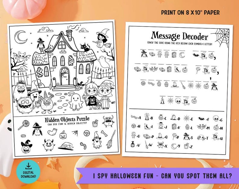 Printable Halloween Activity Book, 50+ Games for Kids (ages 4-6 ...
