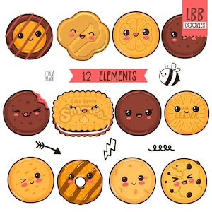 Clipart di biscotti carini, Clipart di biscotti kawaii, Personaggi di biscotti delle ragazze scout, Progetti di biscotti fai da te, Grafica digitale di biscotti