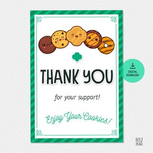Bedankkaarten voor koekjes, bedankkaartjes voor koekjesverkoop, Daisy Brownie Junior Cadette-waarderingskaart, afdrukbare bedankkaartjes voor levering