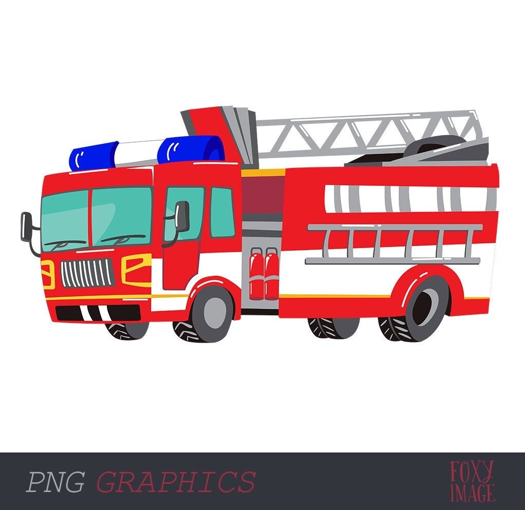 Fire Engine Truck Clipart, Fire Engine PNG, Instant Digital Download